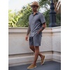 image:imageRuncati Mens Short Sleeve 2 Piece Sets Button Down Casual Summer Beach Vacation Linen Shirt and Shorts OutfitNavy