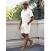 image:imageRuncati Mens Short Sleeve 2 Piece Sets Button Down Casual Summer Beach Vacation Linen Shirt and Shorts OutfitWhite