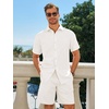 image:imageRuncati Mens Short Sleeve 2 Piece Sets Button Down Casual Summer Beach Vacation Linen Shirt and Shorts OutfitWhite
