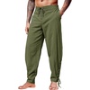 image:imageRuncati Mens Medieval Pirate Pants Renaissance Viking Ankle Banded Baggy Pants Lace Up Retro Halloween Costume TrousersArmy Green
