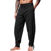 image:imageRuncati Mens Medieval Pirate Pants Renaissance Viking Ankle Banded Baggy Pants Lace Up Retro Halloween Costume TrousersBlack