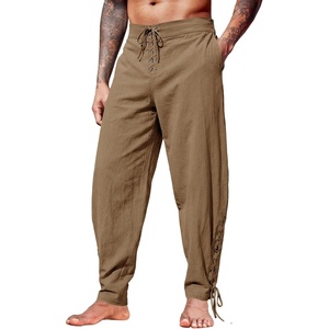 image:imageRuncati Mens Medieval Pirate Pants Renaissance Viking Ankle Banded Baggy Pants Lace Up Retro Halloween Costume TrousersBrown