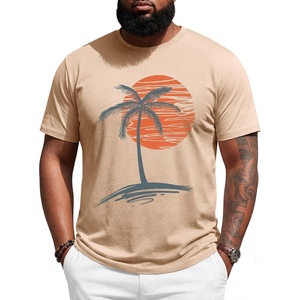 image:imageRuncati Mens Big and Tall Short Sleeve Shirts Casual Graphic Palm Tree Crewneck TShirt Summer Beach Hawaiian Vintage TeesKhaki