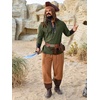 image:imageRuncati Mens Medieval Pirate Shirt Retro Lace Up Viking Renaissance Shirts Cotton Halloween Costume Faux Leather TopsArmy Green