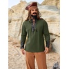 image:imageRuncati Mens Medieval Pirate Shirt Retro Lace Up Viking Renaissance Shirts Cotton Halloween Costume Faux Leather TopsArmy Green