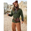 image:imageRuncati Mens Medieval Pirate Shirt Retro Lace Up Viking Renaissance Shirts Cotton Halloween Costume Faux Leather TopsArmy Green