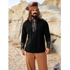image:imageRuncati Mens Medieval Pirate Shirt Retro Lace Up Viking Renaissance Shirts Cotton Halloween Costume Faux Leather TopsBlack