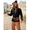 image:imageRuncati Mens Medieval Pirate Shirt Retro Lace Up Viking Renaissance Shirts Cotton Halloween Costume Faux Leather TopsBlack