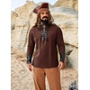 image:imageRuncati Mens Medieval Pirate Shirt Retro Lace Up Viking Renaissance Shirts Cotton Halloween Costume Faux Leather TopsBrown