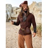 image:imageRuncati Mens Medieval Pirate Shirt Retro Lace Up Viking Renaissance Shirts Cotton Halloween Costume Faux Leather TopsBrown