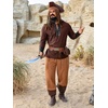image:imageRuncati Mens Medieval Pirate Shirt Retro Lace Up Viking Renaissance Shirts Cotton Halloween Costume Faux Leather TopsBrown