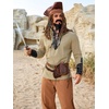image:imageRuncati Mens Medieval Pirate Shirt Retro Lace Up Viking Renaissance Shirts Cotton Halloween Costume Faux Leather TopsKhaki