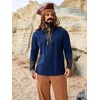 image:imageRuncati Mens Medieval Pirate Shirt Retro Lace Up Viking Renaissance Shirts Cotton Halloween Costume Faux Leather TopsNavy