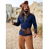 image:imageRuncati Mens Medieval Pirate Shirt Retro Lace Up Viking Renaissance Shirts Cotton Halloween Costume Faux Leather TopsNavy